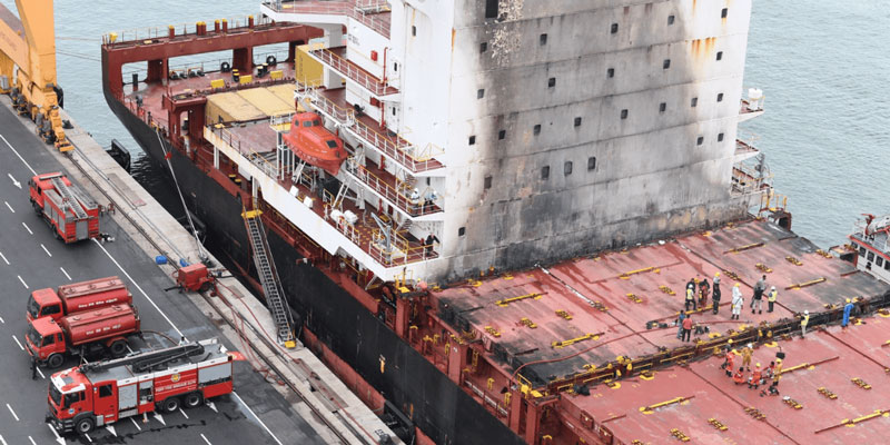 Fire on ship MSC CAPE TOWN III