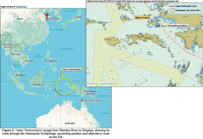 This omission allowed the ship to pass between two shoals