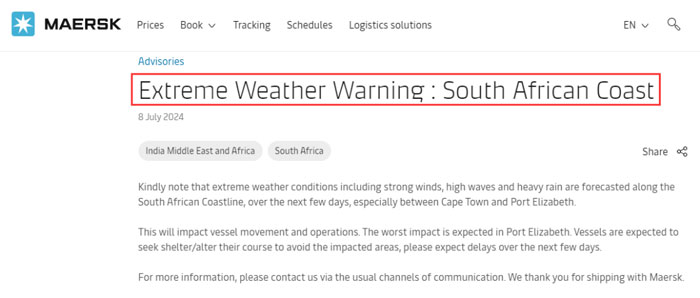 Shipping giant Maersk has made an announcement