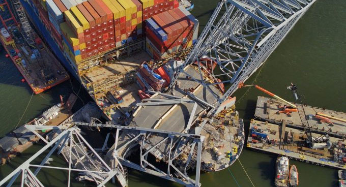 The crashed Baltimore Bridge