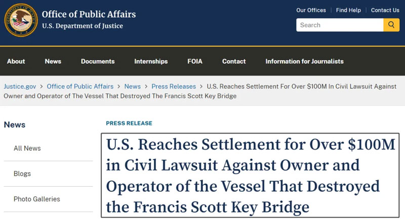 The owners and operators of the Dali have agreed to pay nearly $102 million in restitution to the Baltimore Bridge