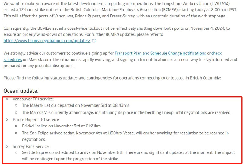 Maersk issued a warning