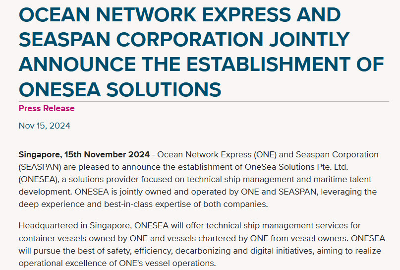 ONE and SEASPAN form new company