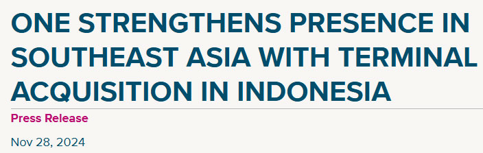 Announcement of ONE's acquisition of NPCT1, a major terminal in Southeast Asia