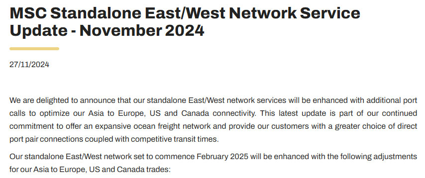 MSC independent East-West network services