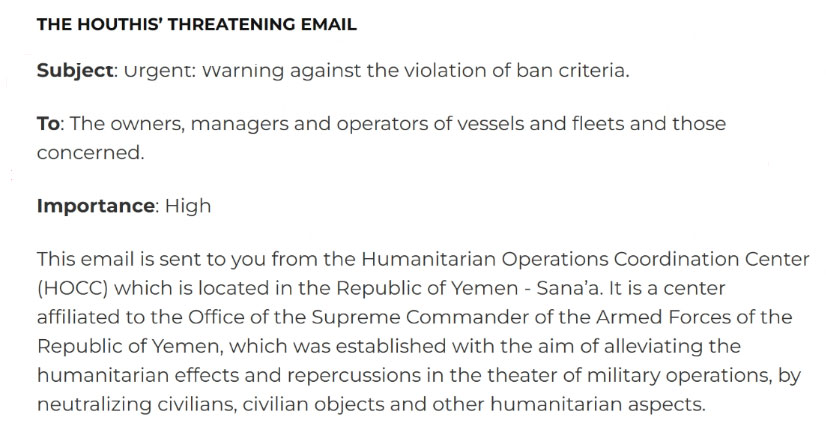 Maersk received a threatening email from the Houthis