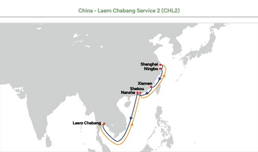 New route CHL2 between China and Thailand
