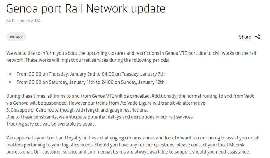 Maersk closes Naya VTE port