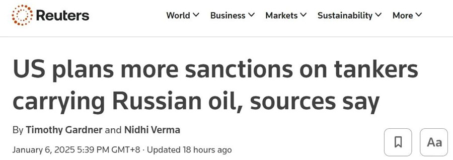 The United States plans to impose sanctions on more than 100 Russian oil tankers