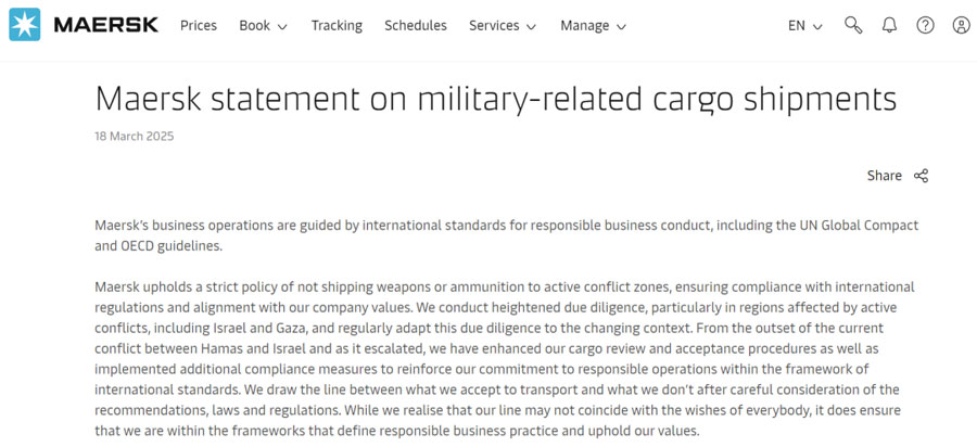 Maersk related statement