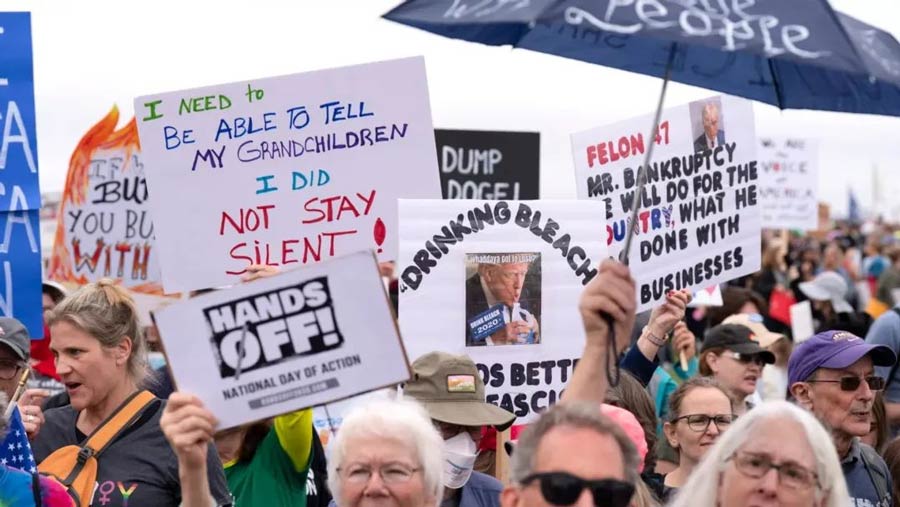 Large scale anti Trump demonstrations