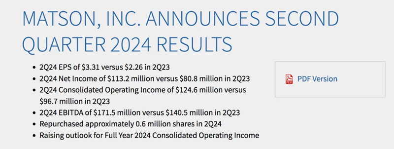Matson related announcements